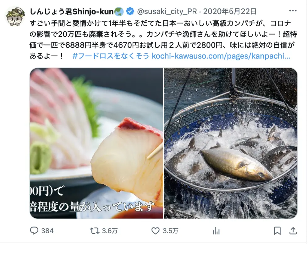 マスコットキャラクターしんじょう君 SNSイメージ